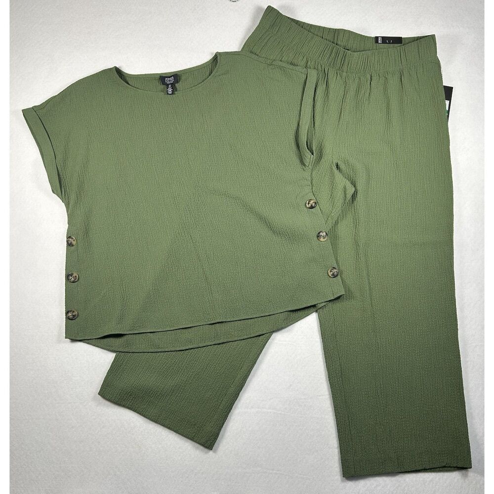 Jones New York Green Matching Pant Set, Size Large, NWT